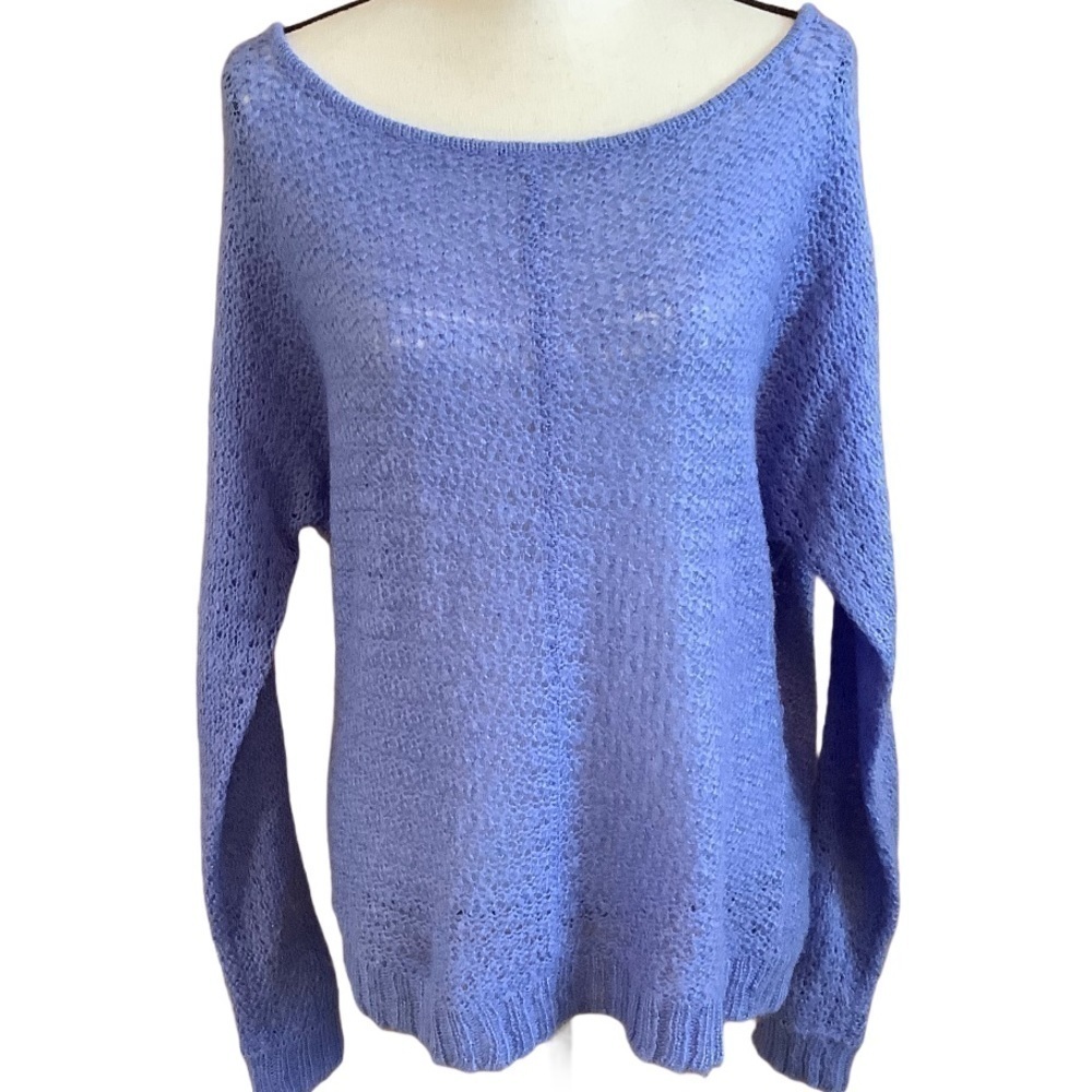 Wooden Ships Blue Open Knit Pullover Sweater Sz-S/M
